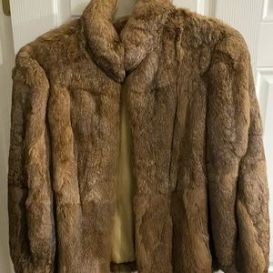 Size large gently used brown rabbit fur coat